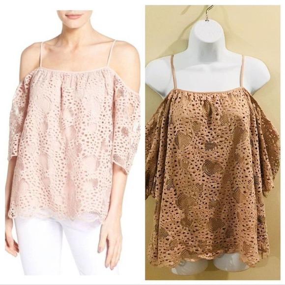 Vince Camuto Tops - Vince Camuto | Off Shoulder Lace Blouse XS Pink